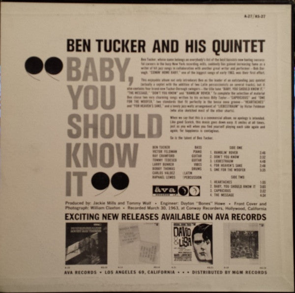 Ben Tucker And His Quintet - Baby, You Should Know It