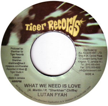 Lutan Fyah - What We Need Is Love / Natural Joy