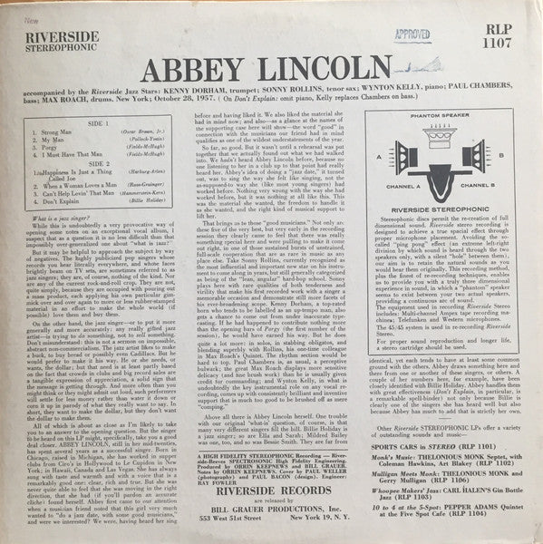 Abbey Lincoln (w/ Sonny Rollins, Kenny Dorham, Wynton Kelly, Paul Chambers) - That's Him (1st Press, Deep Groove, 1958)