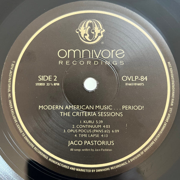 Jaco Pastorius - Modern American Music...Period! The Criteria Sessions