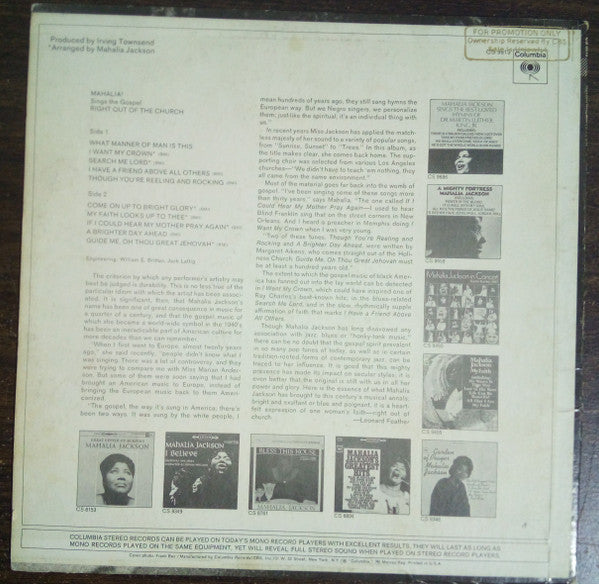 Mahalia Jackson - Sings The Gospel Right Out Of The Church