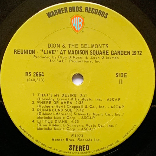 Dion & The Belmonts - Live At Madison Square Garden 1972 (Reunion)
