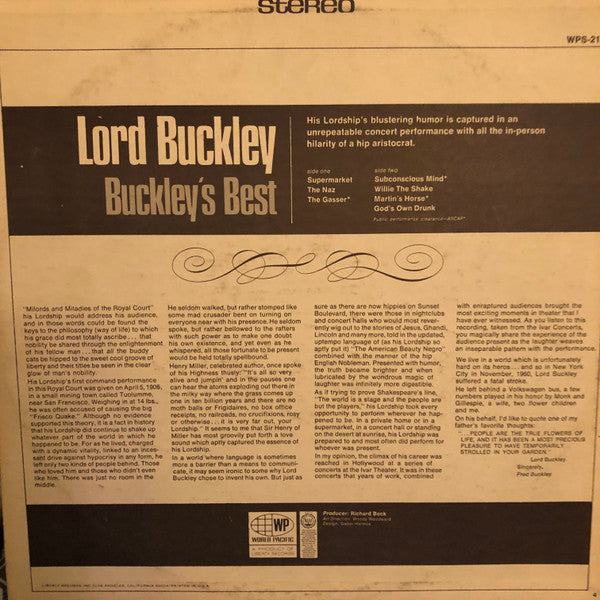 Lord Buckley - Buckley's Best
