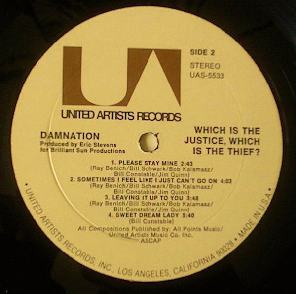 Damnation Of Adam Blessing - Which Is The Justice, Which Is The Thief [1st Press, 1971]