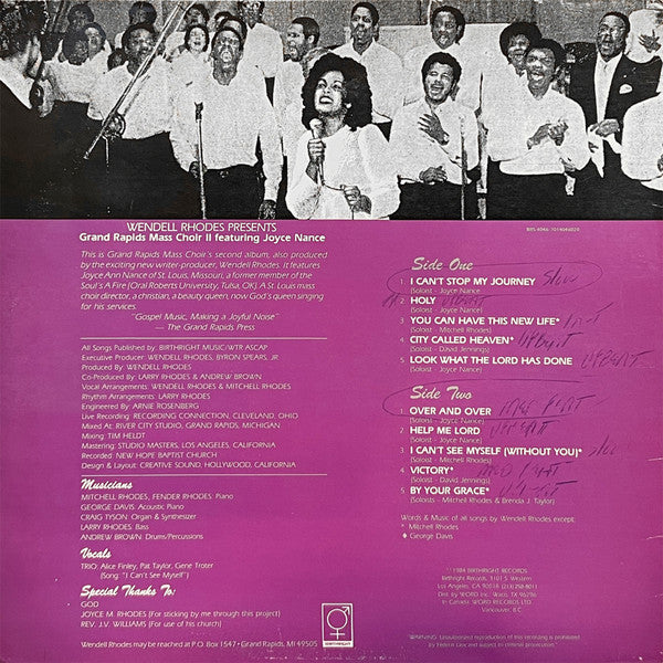 Wendell Rhodes - Grand Rapids Mass Choir II Featuring Joyce Nance