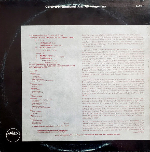 Alberto Favero - Suite Trane (In Memoriam John Coltrane)