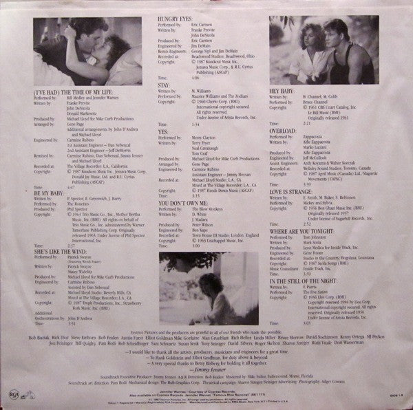 Various - Original Soundtrack From The Vestron Motion Picture - Dirty Dancing