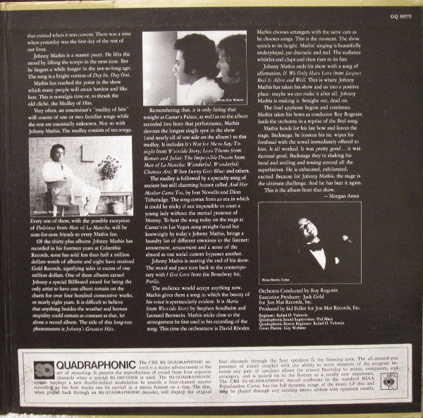 Johnny Mathis - In Person - Recorded Live At Las Vegas