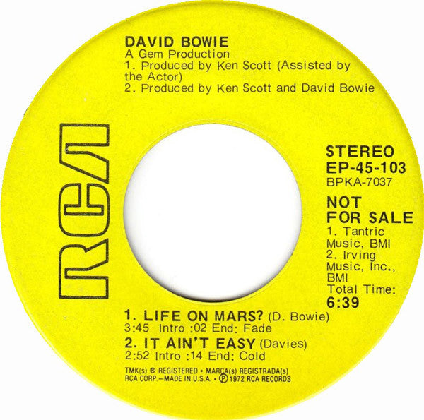 David Bowie - Space Oddity, Moonage Daydream, Life On Mars?, It Ain't Easy