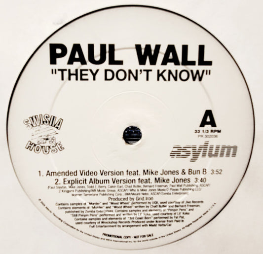 Paul Wall - They Don't Know (feat. Mike Jones) (12", PROMO)