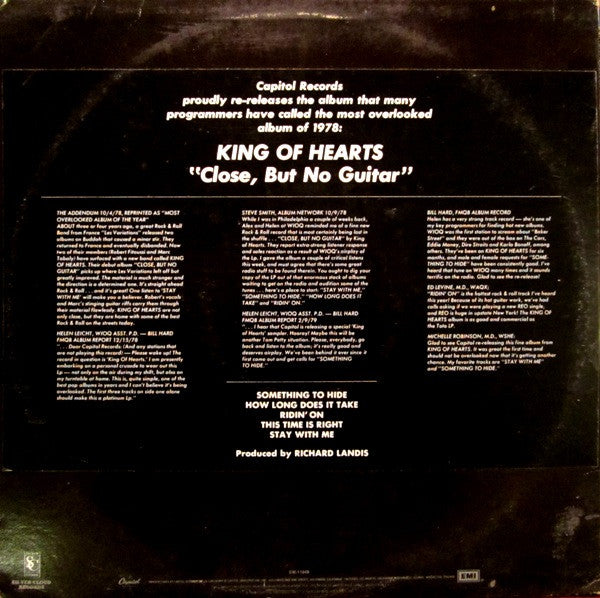 King Of Hearts - Close, But No Guitar