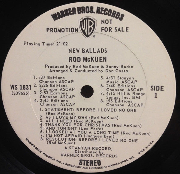 Rod McKuen - New Ballads [WHITE LABEL PROMO]