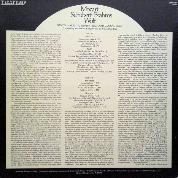 Benita Valente - Benite Valente Sings Mozart • Schubert • Brahms • Wolf