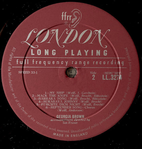 Georgia Brown - Sings Kurt Weill