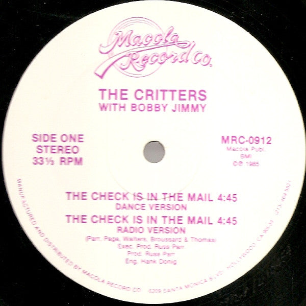 Bobby Jimmy And The Critters - The Check Is In The Mail