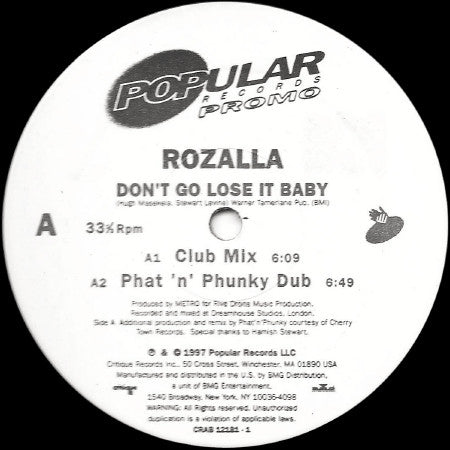 Rozalla - Don't Go Lose It Baby