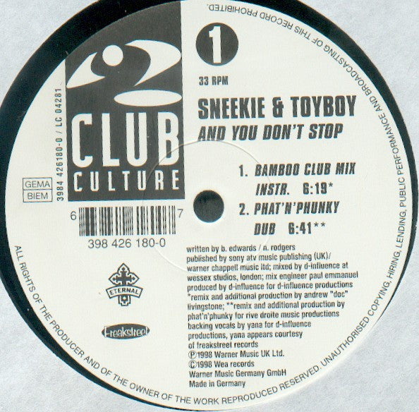 Sneekie & Toyboy - And You Don't Stop