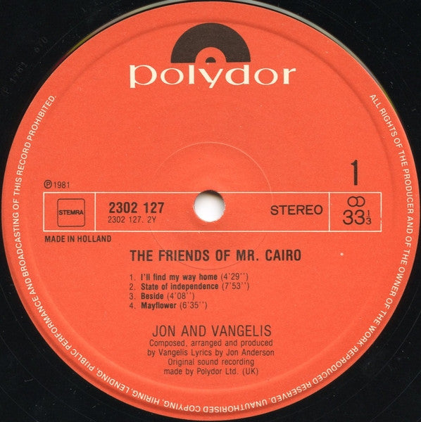 Jon & Vangelis - The Friends Of Mr Cairo