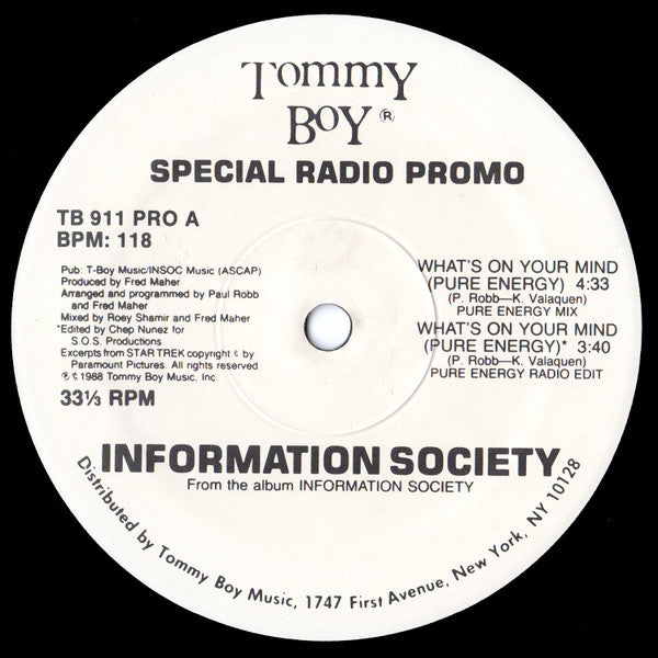 Information Society - What's On Your Mind (Pure Energy) (Special Radio Promo)