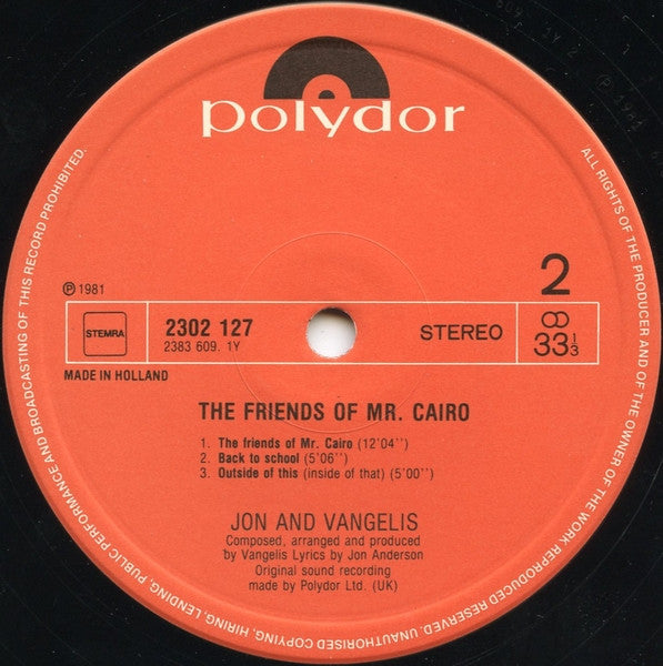 Jon & Vangelis - The Friends Of Mr Cairo