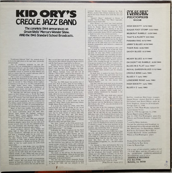 Kid Ory And His Creole Jazz Band - Kid Ory's Creole Jazz Band