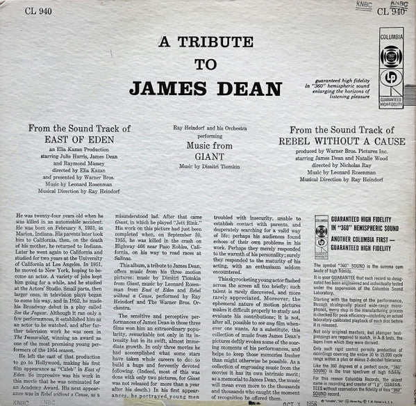 A Tribute To James Dean. Music From Giant, East Of Eden, Rebel Without A Cause