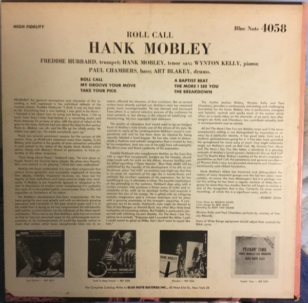Hank Mobley - Roll Call [1ST PRESS, BLUE NOTE, DG, 1961]