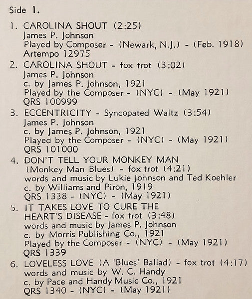James Price Johnson - 1917-21