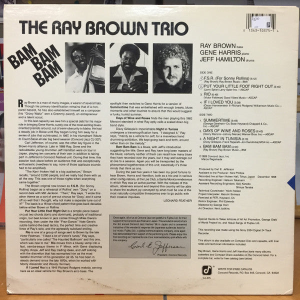 Ray Brown Trio feat. Gene Harris & Jeff Hamilton - Bam Bam Bam