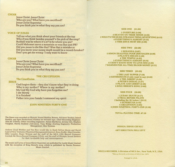 Andrew Lloyd Webber And Tim Rice - Jesus Christ Superstar - A Rock Opera