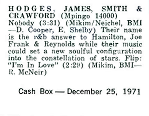 Hodges, James, Smith & Crawford - Nobody