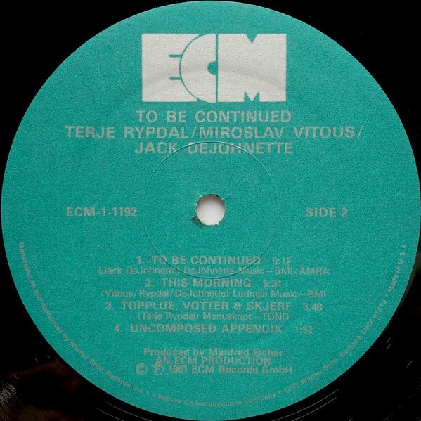 Terje Rypdal / Miroslav Vitous / Jack DeJohnette - To Be Continued [PROMO]