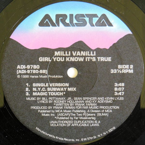 Milli Vanilli - Girl You Know It's True
