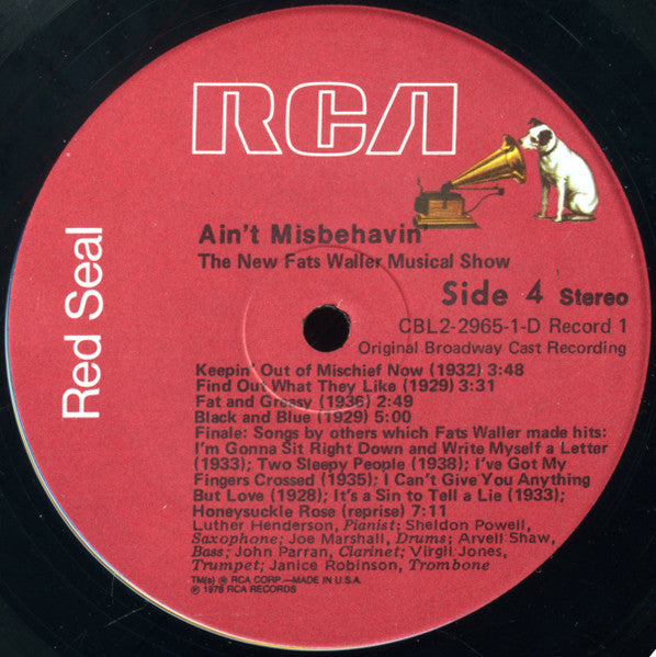 "Ain't Misbehavin'" Original Broadway Cast - Ain't Misbehavin': The New Fats Waller Musical Show