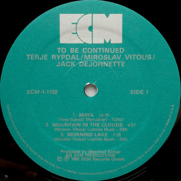 Terje Rypdal / Miroslav Vitous / Jack DeJohnette - To Be Continued [PROMO]