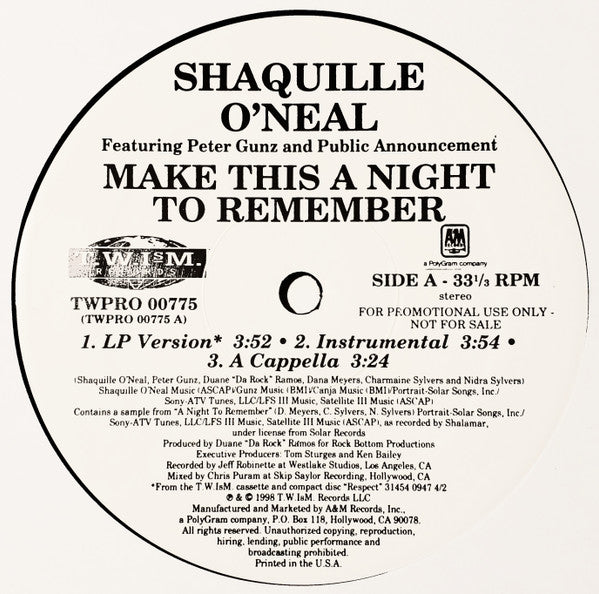Shaquille O'Neal - Make This A Night To Remember