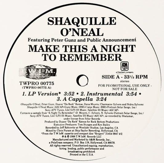 Shaquille O'Neal - Make This A Night To Remember