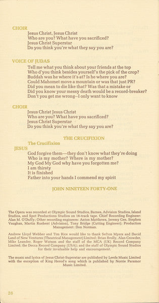 Andrew Lloyd Webber And Tim Rice - Jesus Christ Superstar