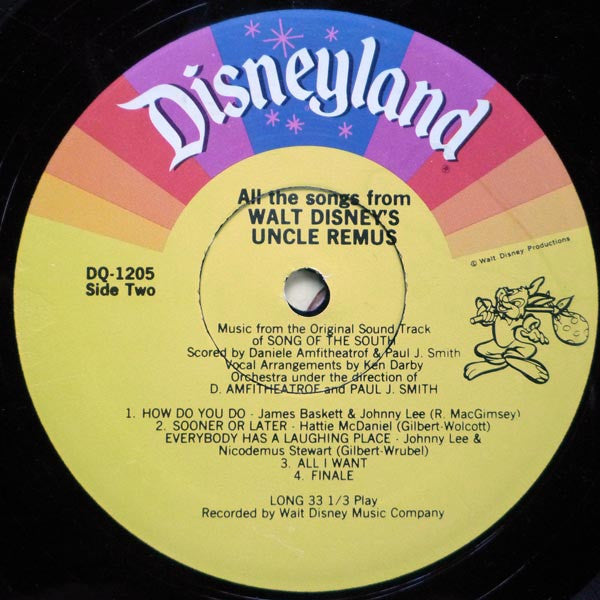 All The Songs From Walt Disney's Uncle Remus - Music From The Original Sound Track Of` "Song Of The South"