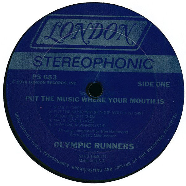 Olympic Runners - Put The Music Where Your Mouth Is