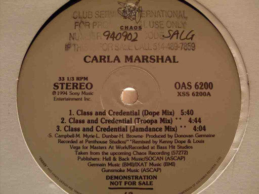 Carla Marshall - Class And Credential / Punny Punny / Proud