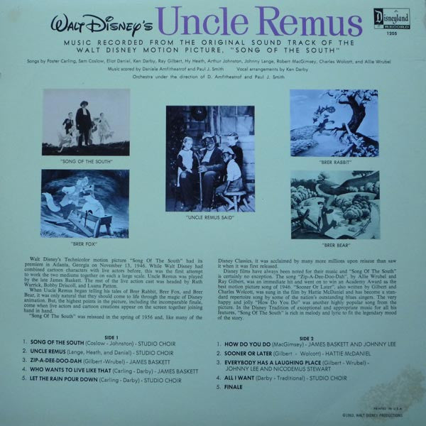 All The Songs From Walt Disney's Uncle Remus - Music From The Original Sound Track Of` "Song Of The South"