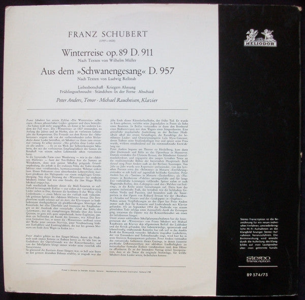 Franz Schubert - Winterreise Op.89 / Aus Dem "Schwanengesang"