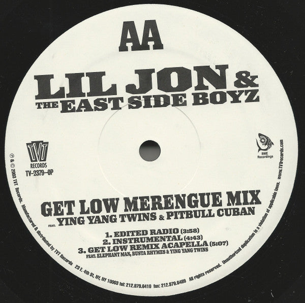 Lil' Jon & The East Side Boyz - Get Low (Remix) / Get Low (Merengue Mix)