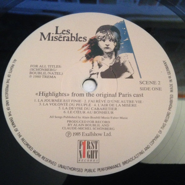 Les Miserables "Highlights" From The Original Paris Cast Recording