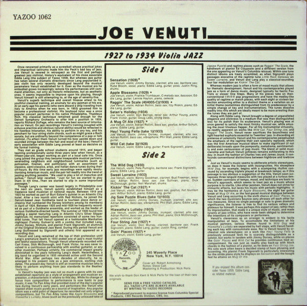 Joe Venuti - 1927 To 1934 Violin Jazz
