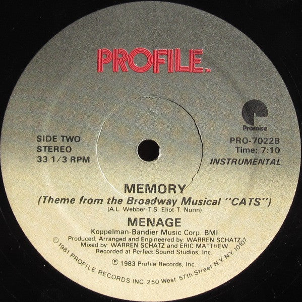 Menage (2) - Memory (Theme From The Broadway Musical "Cats")