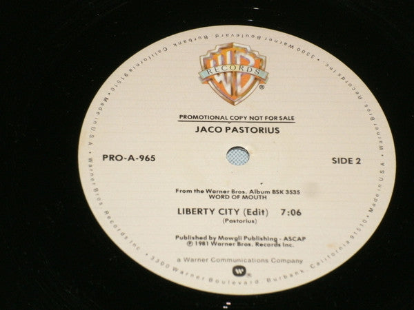 Jaco Pastorius - John And Mary / Liberty City (Edit) 12" [PROMO ONLY]