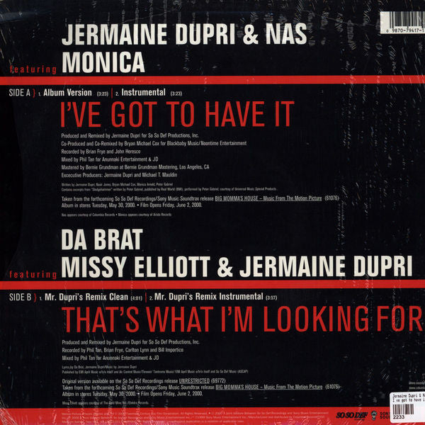 Jermaine Dupri - I've Got To Have It / That's What I'm Looking For