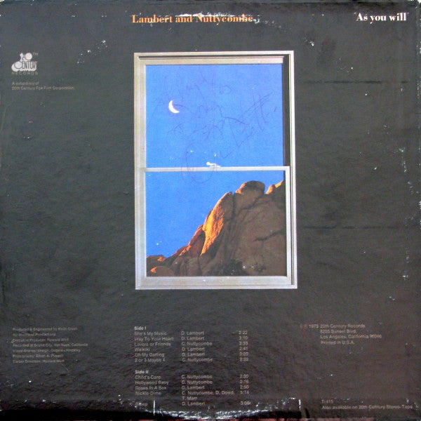 Lambert And Nuttycombe - As You Will